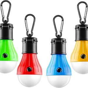 Set of 4 Colorful LED Tent Lights, Lightbulb Shaped